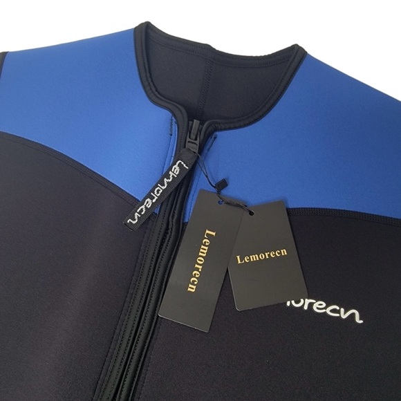 NWT Lemorecn Diving Vest Wetsuit Top Neoprene 3mm Zipper Black Blue XXL - Picture 5 of 13